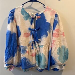 Watercolor Tie-Front Blouse
